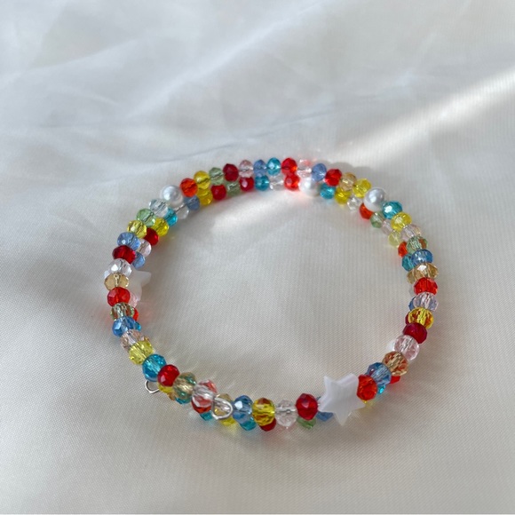 Handmade colorful beaded bangle bracelet - Picture 2 of 2